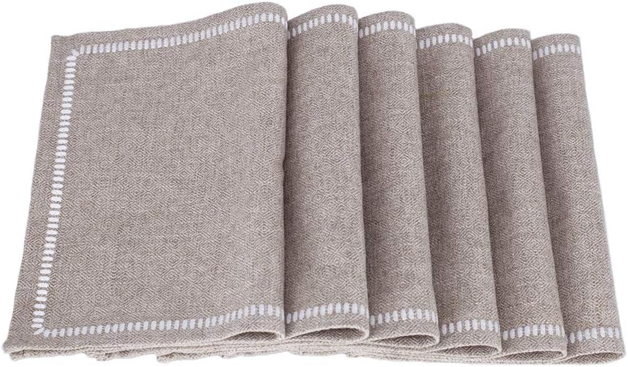 millianess Placemats Cotton Linen Embroidery Table Mats Heat Resistant Kitchen Tablemats for Dining Table 13"x18" (6 Piece,Nature-Linen): Home & Kitchen