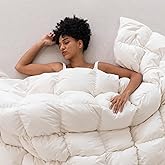 Three Geese Down Feathers Fiber Comforter Queen Size - 750 Fill Power All Season Down Duvet Insert, Ultra-Soft Hotel Collection Bedding Comforter, Baffle-Box Design - Noiseless - Medium Warmth.