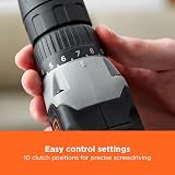 BLACK+DECKER 18V Cordless Drill Driver 37Nm LED Worklight 1.5Ah Battery view 4