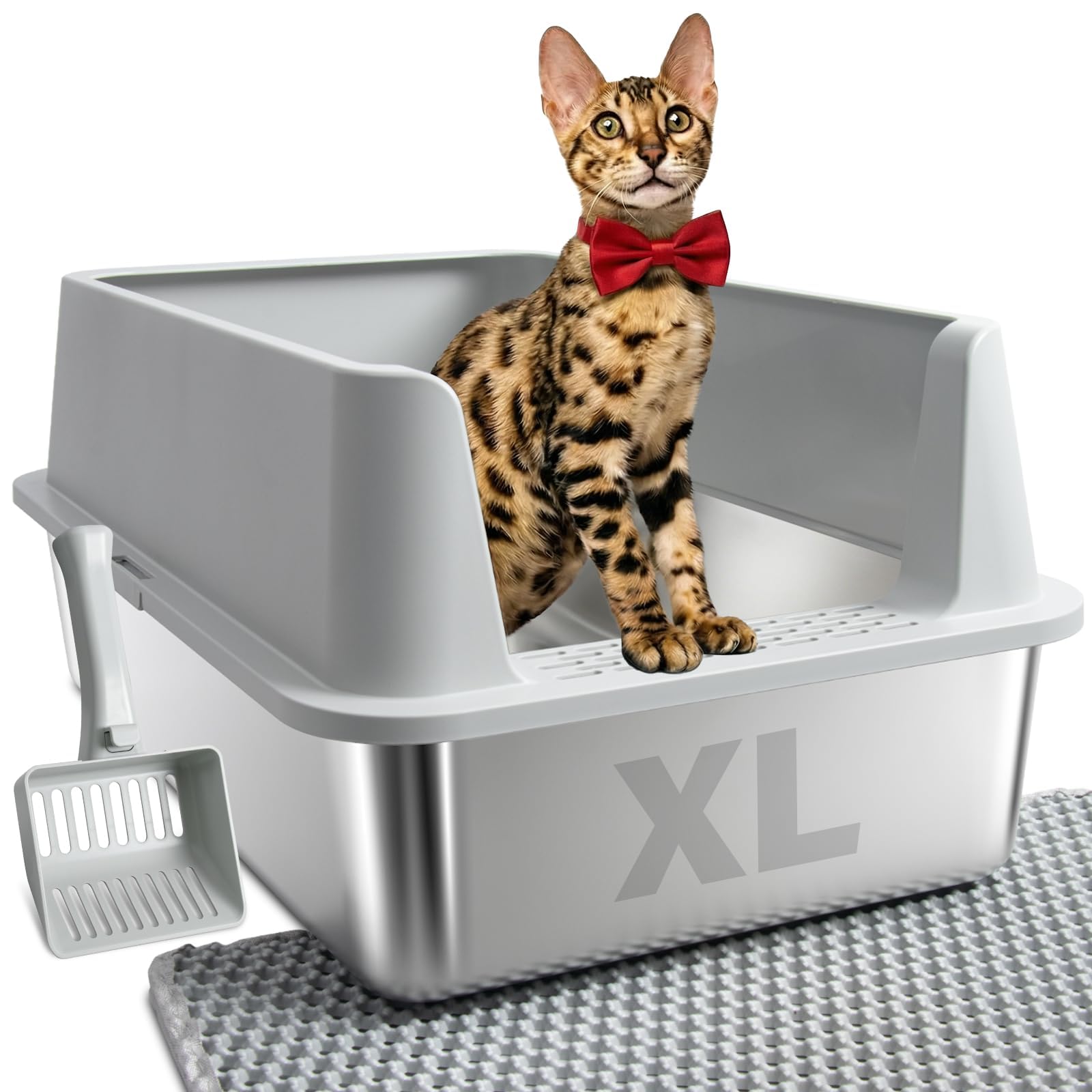 Photo 1 of ***Factory seal****
****Open to show****

Stainless Steel Litter Box, Extra Large Litter Boxes for Big Cats, XL Metal Cat Litter Box with High Sides Lid, Anti-Urine Leakage, Never Absorbs Odors, Easy Cleaning, Non-Stick, Include Scoop and Mat