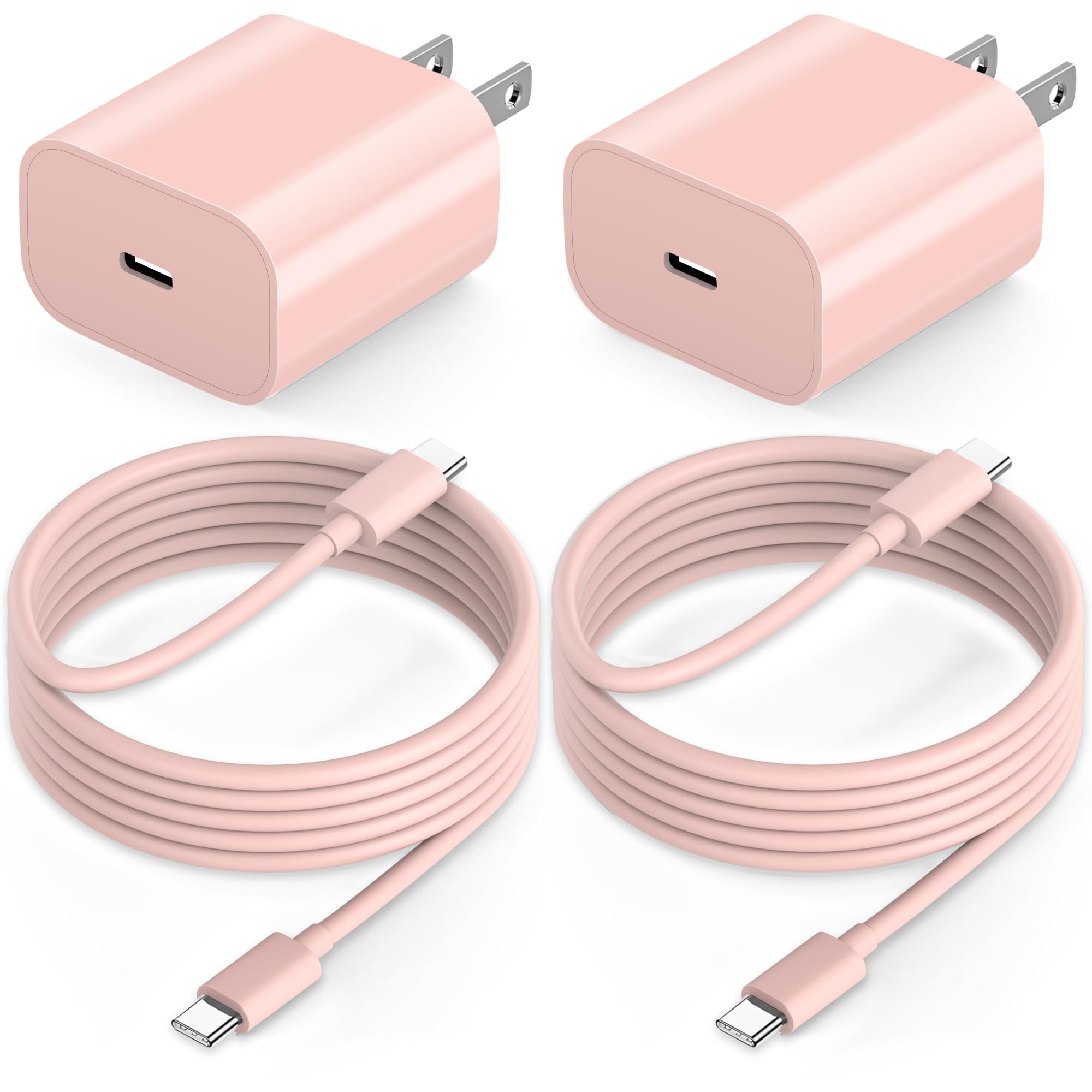 Photo 1 of 10FT iPad Charger Fast Charging Cord, 2Pack 20W USB C Fast Charger with 10 ft Long Charging Cable for iPad 10th/11th Generation, iPad Pro 13/12.9/11 inch, iPad Air 11/13 inch/4th/5th, iPad mini(Pink)