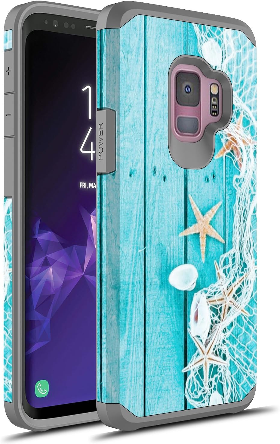 S9 Plus Case, Galaxy S9 Plus Case, Rosebono Slim Hybrid Dual Layer Shockproof Hard Cover Graphic Fashion Cute Colorful Silicone Skin Cover Armor Case for Samsung Galaxy S9 Plus (Starfish)
