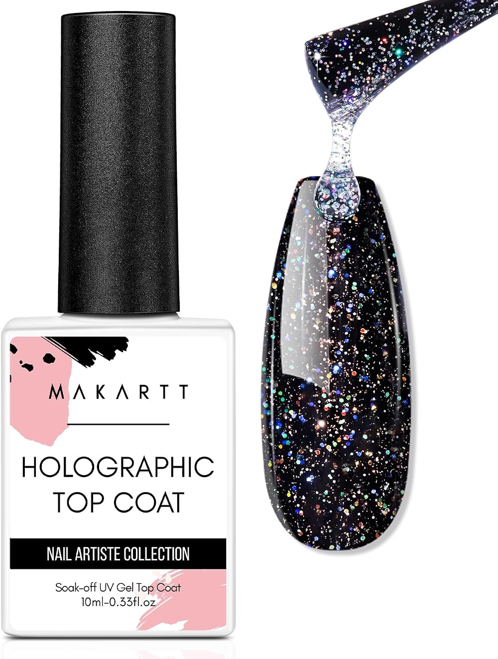Makartt Glitter Top Coat Gel No Wipe High Gloss Long Lasting 60-90s Cure