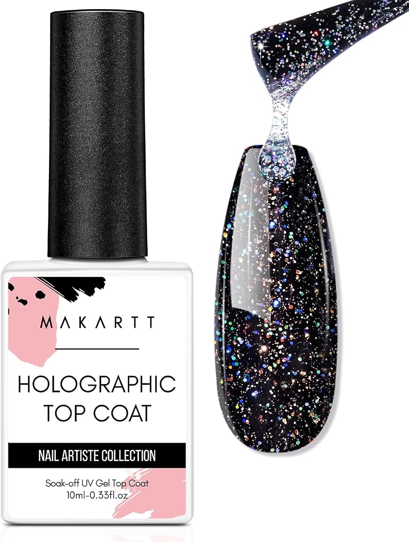 Makartt Glitter Top Coat Gel No Wipe High Gloss Long Lasting 60-90s Cure