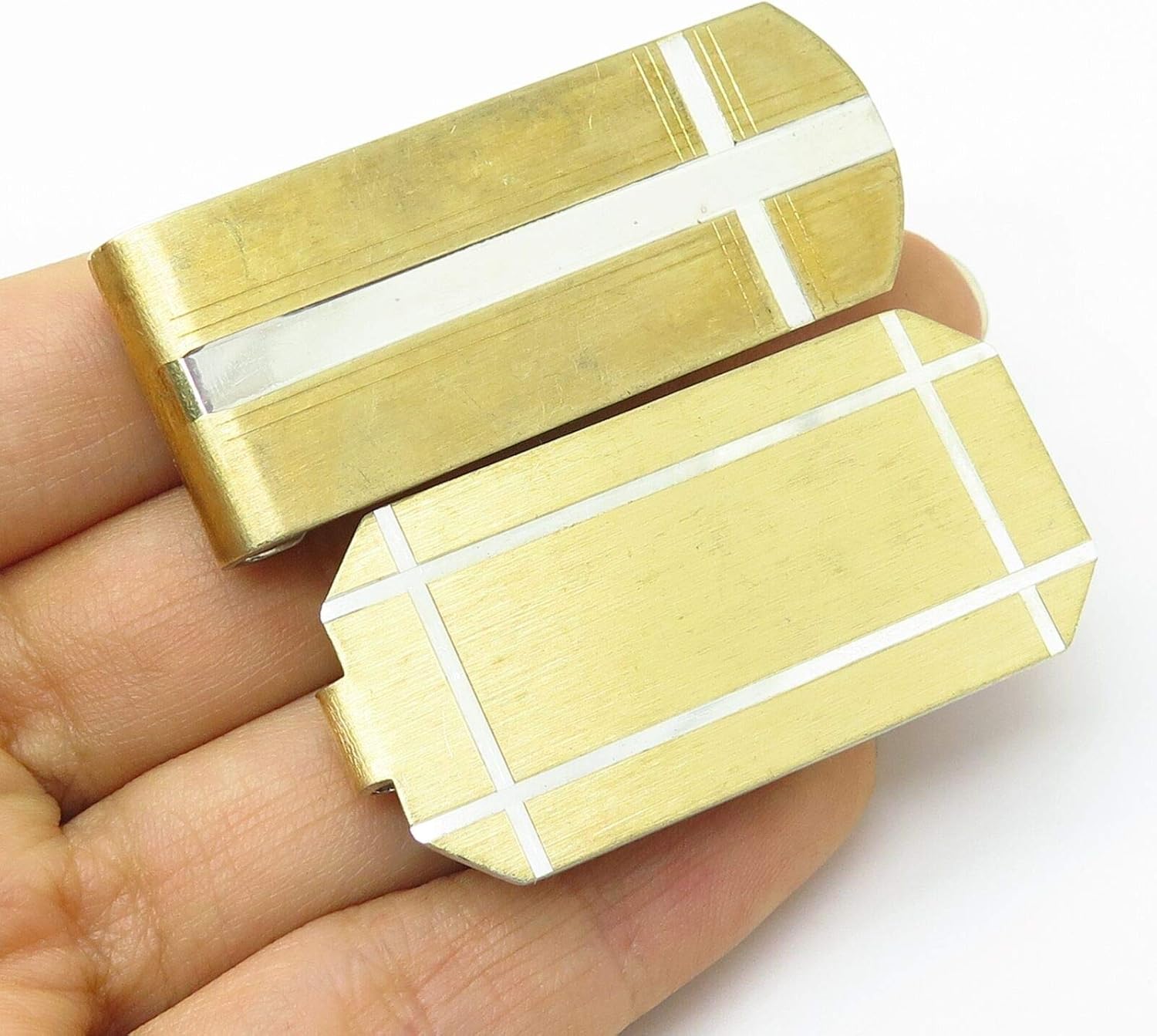 VTG Anson 925 Sterling Silver/Gold 18K Set of 2 Men's Money Clips MD11187 Arts