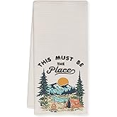 Qnhij Camping Gifts Kitchen Towels, Gifts for Camping Lovers Dish Tea Towels for Kitchen Decor, Campers Gift for Women Men Decorative Hand Towels for Camper Campsite, 16x24 Inch