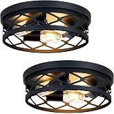 SKEJAO, 2 Pack Flush Mount Ceiling Light Fixture, Black, for Hallway, Kitchen, Farmhouse, Bedroom (13 x 13 x 3.93 inches, 2400 lumens, Dimmable, 2 Count)
