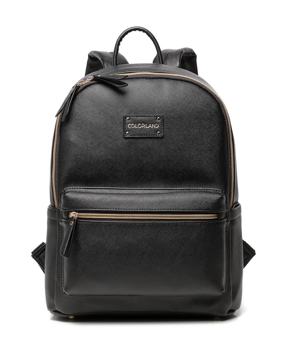 COLORLAND CLD-BP123-A Ariana Faux Leather Backpack Changing Bag Black
