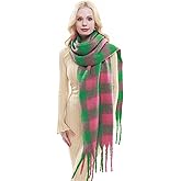 RIIQIICHY Plaid Scarf for Women Chunky Scarves Winter Warm Thick Oversized Blanket Scarf