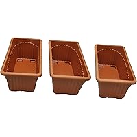 First Smart Plastic Rectangle Pot (Brown, Pack of 3)