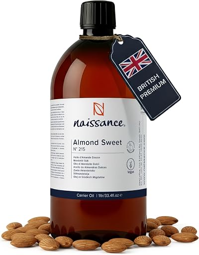Naissance Sweet Almond Oil 1 Litre Carrier Oil for Skin Hair Nails