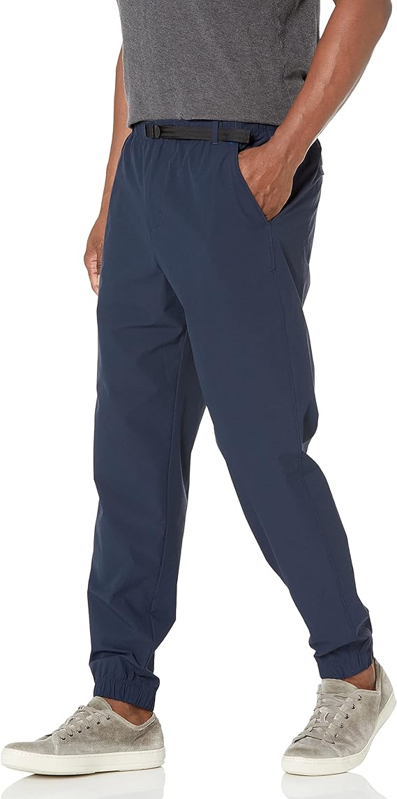 Perry Ellis Men's Motion Slim Fit 4Way Stretch Ripstop Belted Jogger