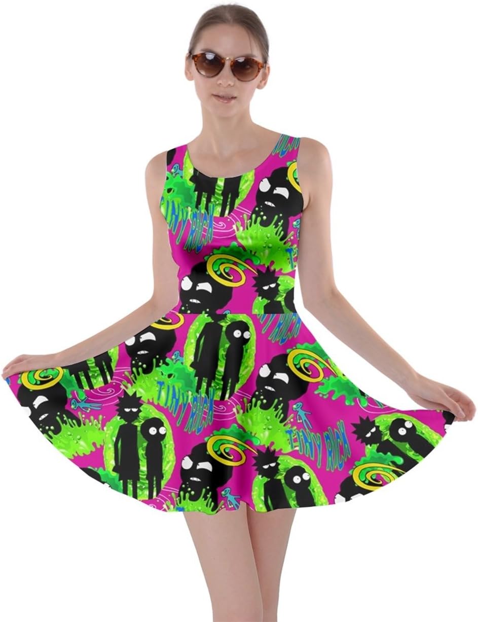 Womens Rick Morty Meeseeks Destroy Mooncake Final Space Mrs Frizzle Space Skater Dress, XS-5XL