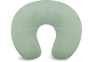 Hooyax Muslin Nursing Pillow Cover, Soft Breathable Feeding Slipcover for Breastfeeding Moms, Stretchy Removable Infant Pillo