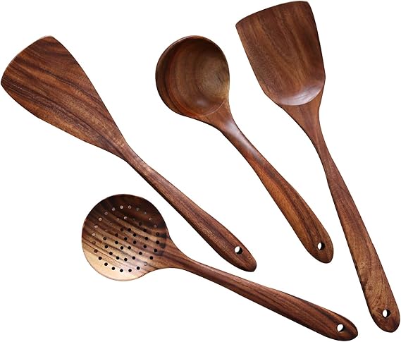 wooden kitchen cooking set