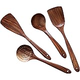 Wooden Cooking Utensils Kitchen Utensil,NAYAHOSE Natural Teak Wood Kitchen Utensils Set - Nonstick Hard Wooden Spatula and Wo