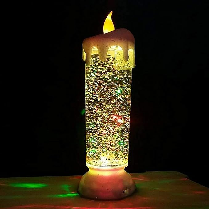 Rotating Color Changing Glitter LED Romantic Crystal Candle Light