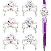 Rhinestone Heart Bows Beads for Pens 6pcs Fancy Focal Beads for Beadable Pens Beadable Keychains Making