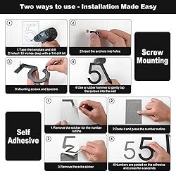 6 Inch Self-adhesive House Numbers, Modern Floating
