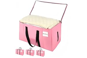 Hijelyn Large Packing Bags for Moving, 4 Pack Moving Bags Heavy Duty with Zippers & Handles, Reusable Storage Totes for Clothes Bedding Laundry Travel Thick Material Alternative to Packing Box, Pink