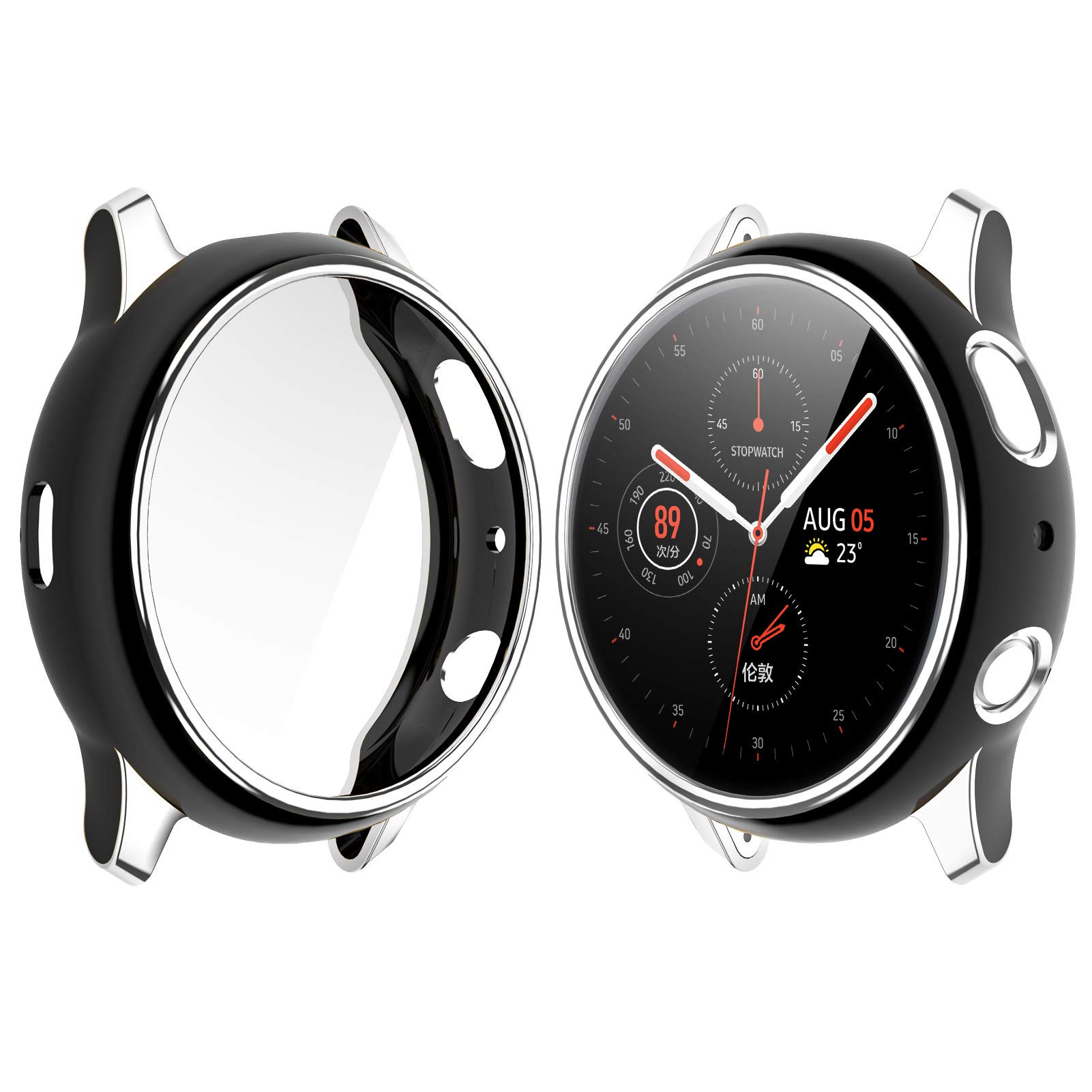 Haojavo Case with High Definition Tempered Glass Screen Protector for Galaxy Watch Active 2 40mm, Soft All Around Protective Case Thin Clear Cover for Samsung Galaxy Active 2 40mm Smartwatch