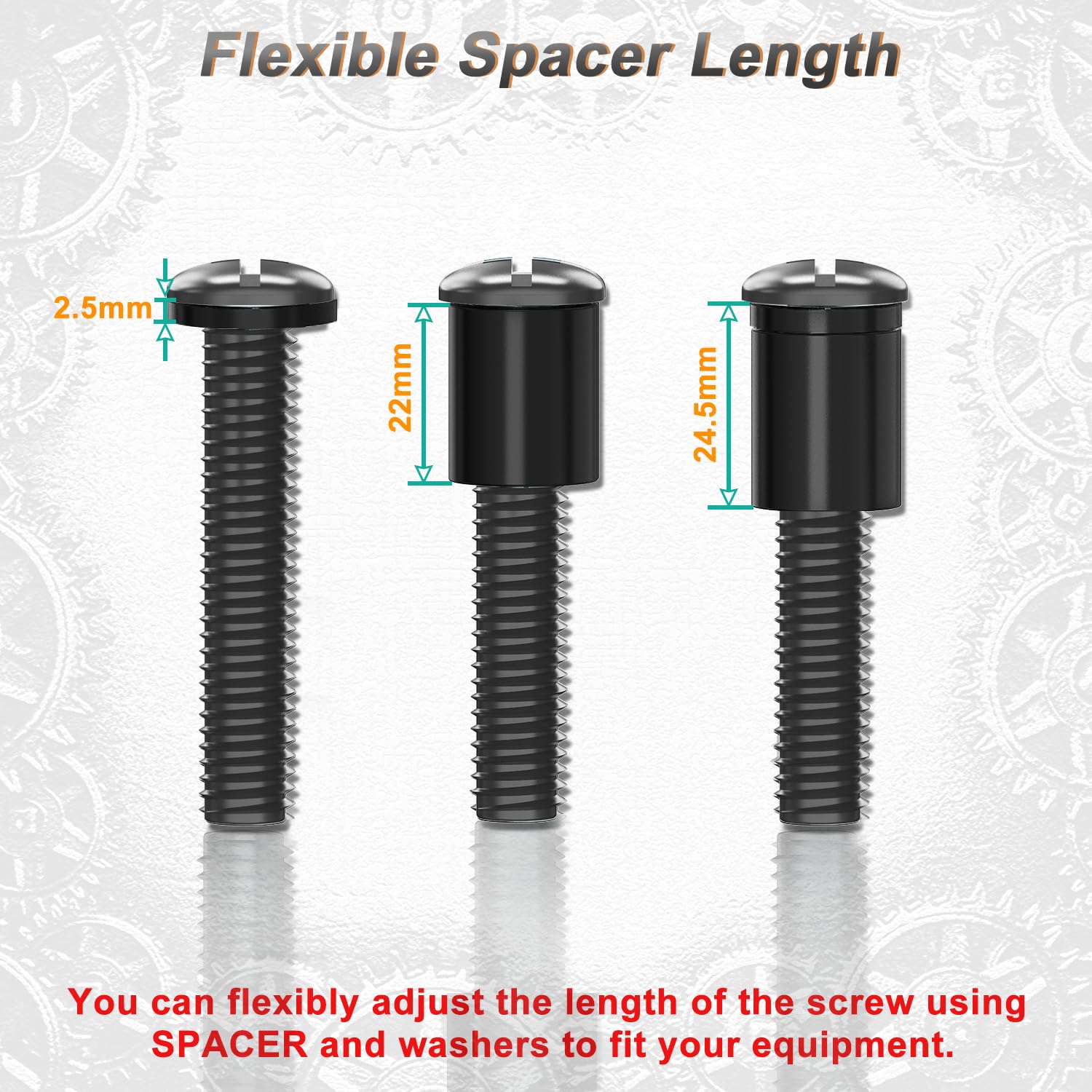 WALI Universal TV Mounting Hardware Kit Set Includes M4 M5 M6 M8 TV Screws and Spacer Fit Most TVs up to 80 inch (UVSP), Black