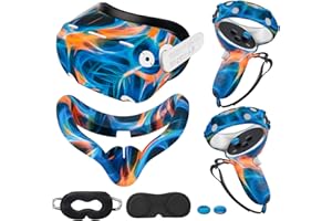 KANG YU Compatible with Oculus Quest 2 Accessories, Silicone Face Cover, VR Shell Cover,Touch Controller Grip Cover,Protective Lens Cover,Disposable Eye Cover (Aurora)