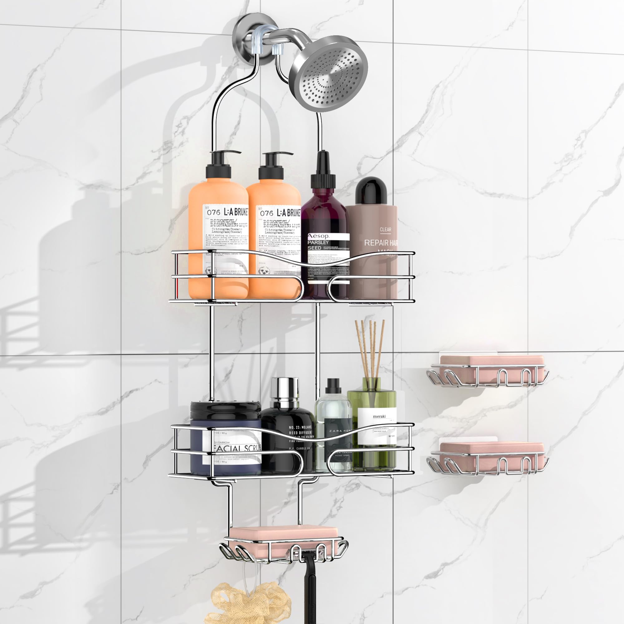 DAOYA Shower Caddy Hanging - 3 Tier Over The Shower Head Caddy Anti ...