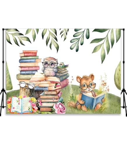 AIBIIN 8x6ft Reading Day Backdrop Open A Book Open A Mind Background Book Reading Kids Students Classroom Elementary Library Decorations Banner Photo Studio Props