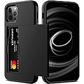 Nvollnoe for iPhone 12/iPhone 12 Pro Case with Card Holder Heavy Duty Protective Dual Layer Shockproof Hidden Card Slot Slim Wallet Case for iPhone 12/12 Pro for Men&Women(Black)