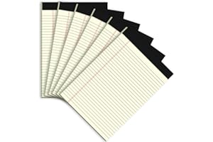 MUIANG 6 Pack Legal Pads 8.5 x 11 Yellow Note Pads 8.5 x 11 - 30 Sheets per Notepad - Double-Sided Printing, Perforated, Wide Ruled Writing Pads with Premium Quality 80gsm Paper & Thick Cardboard Backing