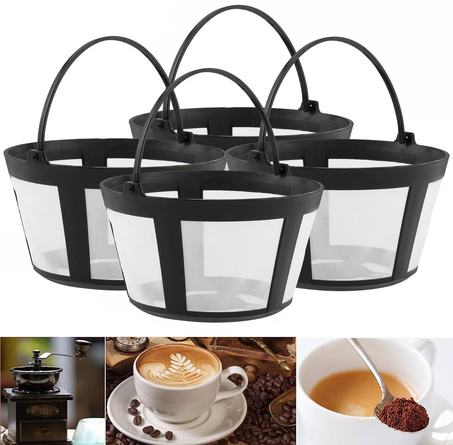Photo 1 of TQEONKL Reusable Coffee Filter Baskets 4-Pack, Compatible with Mr. Coffee, Black & Decker, Cuisinart & More, White, Small