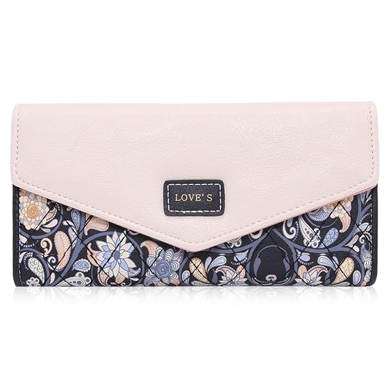 Damara Elegant Blume Muster Frisch Fashion Süß Elegant Damen Portemonnaie Geldbörse, Schwarz