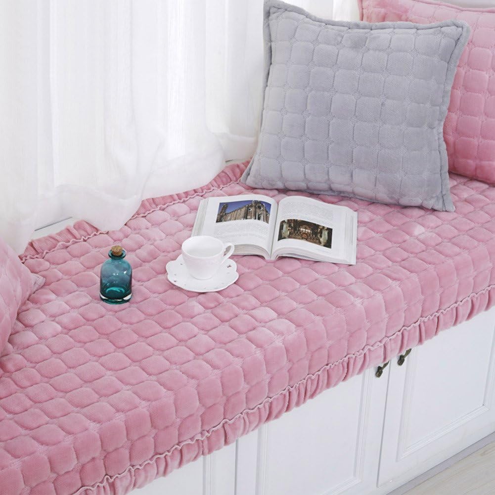 Bay window cushion,Window sill cushion modern floating window pad window bench mat sofa mat rug plush bay window cushion blanket non-slip mat for living room bedroom-F 90x180cm(35x71inch)