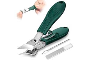 XEAEJEX Eagle Beak Beveled Nail Clippers, Upgrade Stainless Steel Wide Jaw Opening Anti-Splash Nail Clipper Set of 3-Piece, Long Handle Angled Head Toenail Clippers for Ingrown & Thick Toenails, for Men Women