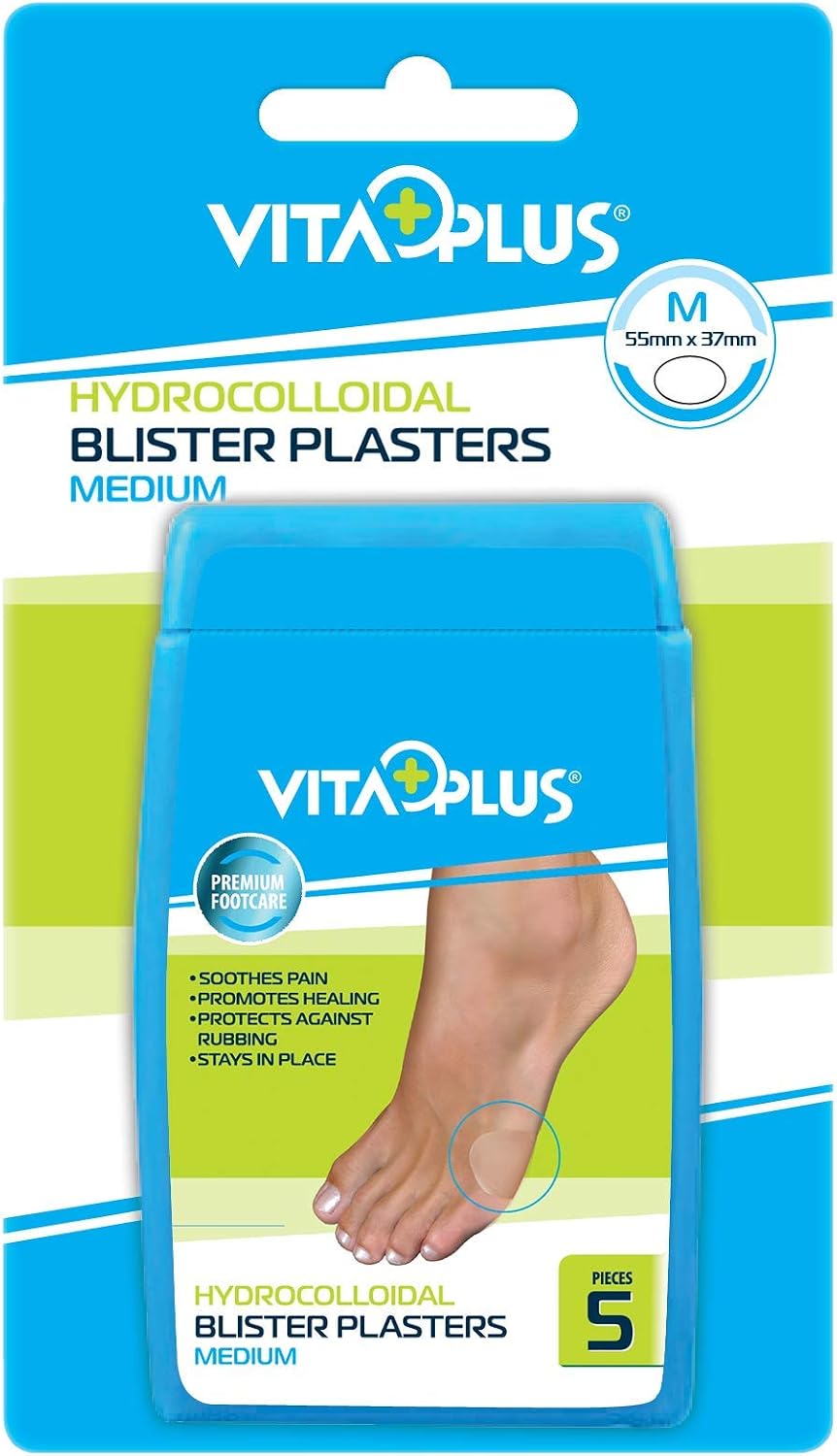 VITAPLUS Medium Blister Plaster, 5 Hydrocolloid Plasters, 55x37mm, 5's, Beige, 5 Count (Pack of 1)