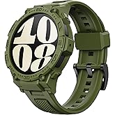 GELISHI Compatible with Galaxy Watch 6 Band 44mm 40mm Case Rugged Men Sport Band Protective Bumper Case for Galaxy Watch 6/5/4 40mm 44mm