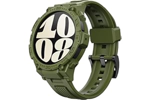 GELISHI Compatible with Galaxy Watch 6 Band 44mm 40mm Case Rugged Men Sport Band Protective Bumper Case for Galaxy Watch 6/5/4 40mm 44mm