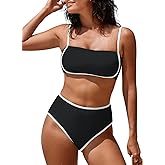 Pink Queen 2026 Women's High Waisted Bikini Sets Two Piece Swimsuit Color Block High Cut Bathing Suits Beach