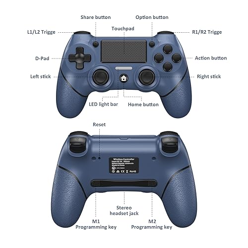 PSCHOISE PS-4 Controller Dual-shock Wireless Compatible for PS-4