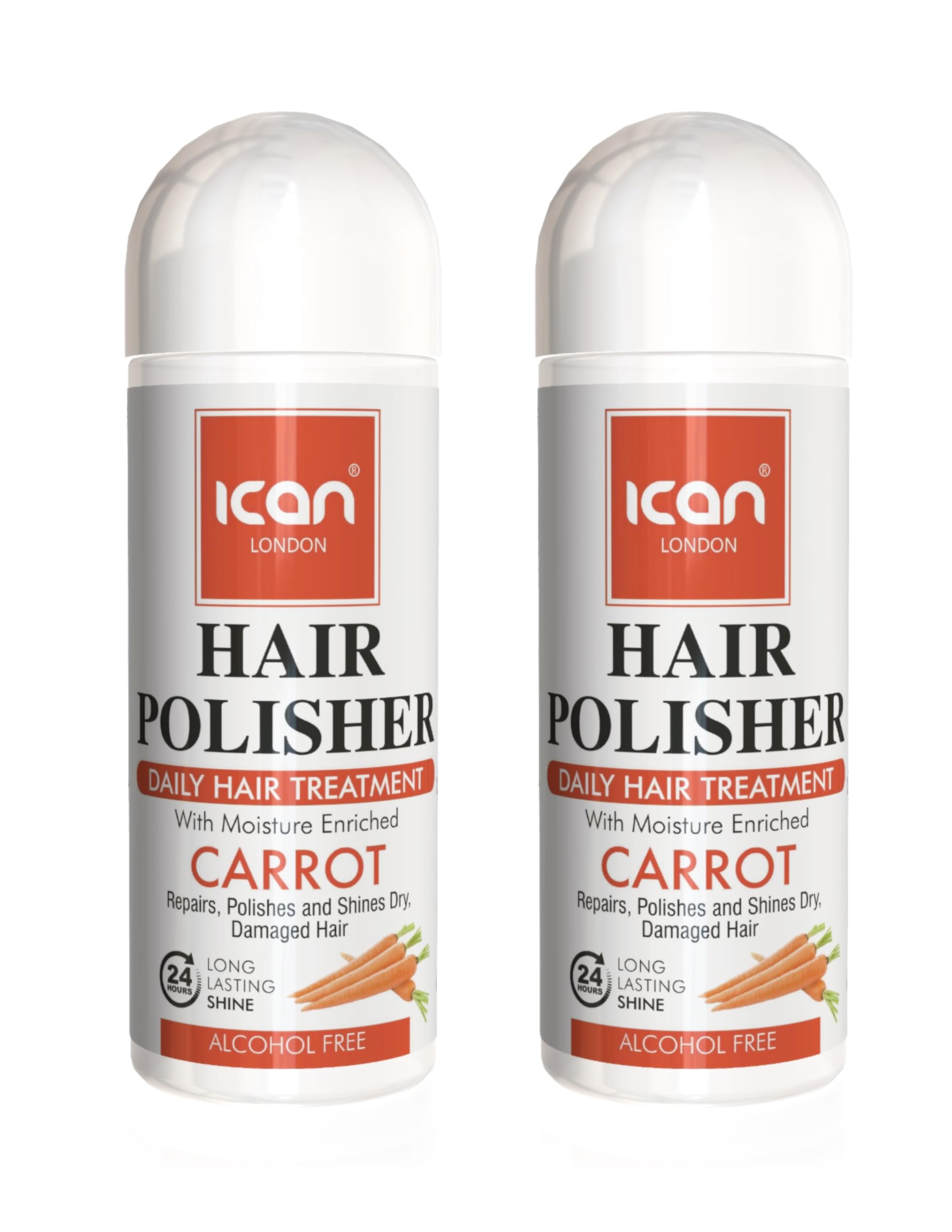 Ican London Carrot Oil Hair Polisher Daily Hair Treatment Serum, 2 x 207ml