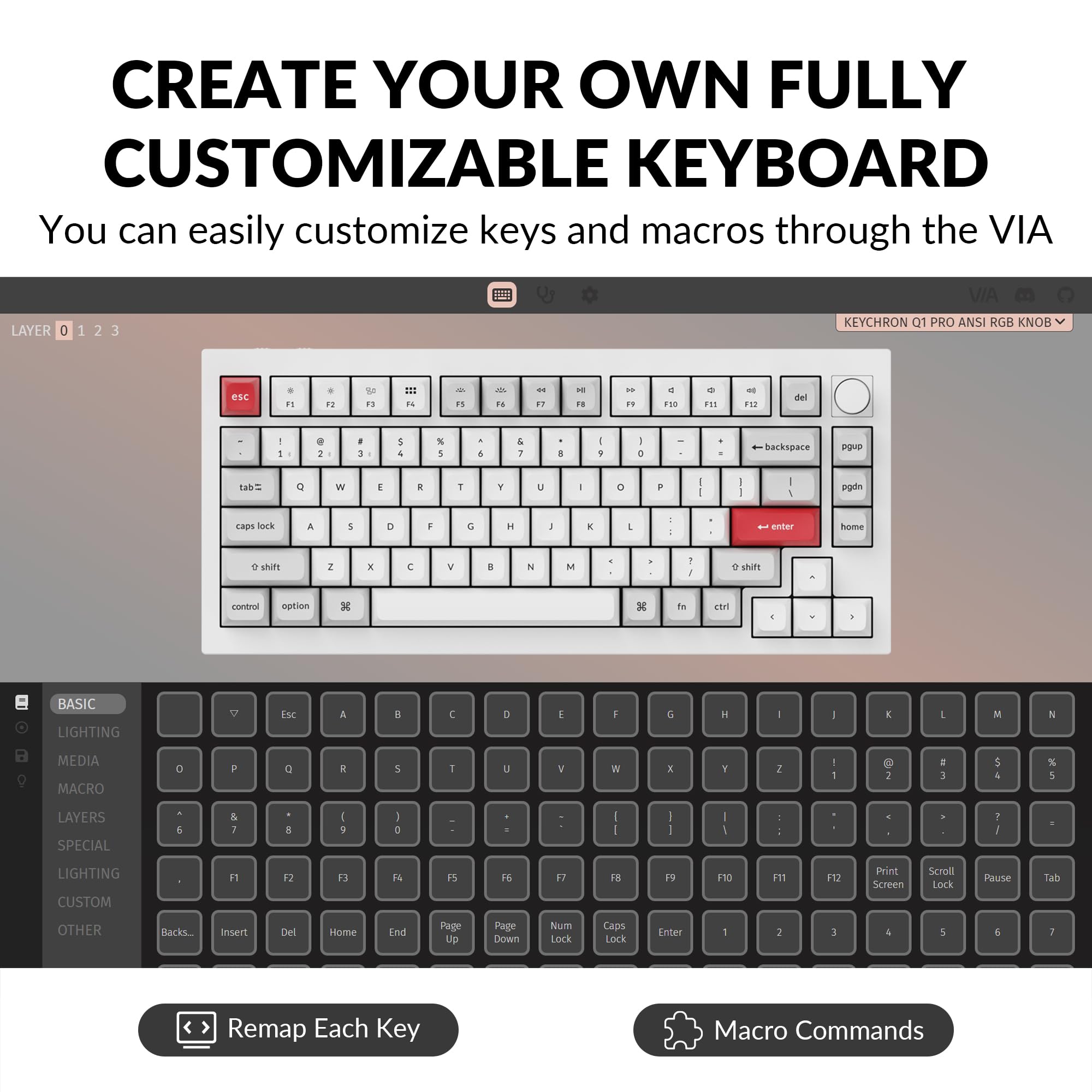 Keychron Q1 Pro Wireless Custom Mechanical Keyboard, QMK/VIA Programmable Full Aluminum 75% Layout Bluetooth/Wired RGB with Hot-swappable Keychron K Pro Brown Switch Compatible with Mac Windows Linux