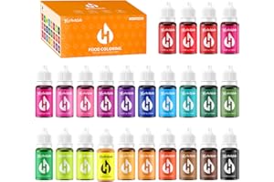 HERBEKLAB Food Coloring Liquid – 24 Colors x 0.35 fl oz Concentrated Water-Based Food Dye for Baking, Icing, Cake Decorating, Slime, Soap, Easter Eggs