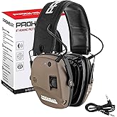 PROHEAR 030 Bluetooth Shooting Ear Protection with Gel Pads, Slim Noise Cancelling Earmuffs, NRR 22dB for Hunting & Tactical Gun Range - BROWN