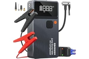 EBOSSOM Car Battery Jump Starter with Air Compressor,44.4Wh Battery Jump Box with Tire Inflator,Car Jump Booster with Smart Jumper Cables,LED Light Emergency Car Kits for Vehicles,Arrancador Ae Batería