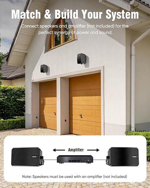 INWA 4″ OUTDOOR PASSIVE SPEAKERS, 40W EACH WEATHERPROOF WALL MOUNT SPEAKER, WIRED PA SYSTEM WITH FULL-RANGE SOUND, INCLUDES BRACKETS FOR POOL, PATIO, GARAGE & INDOOR USE (PAIR, LIGHT BLACK)