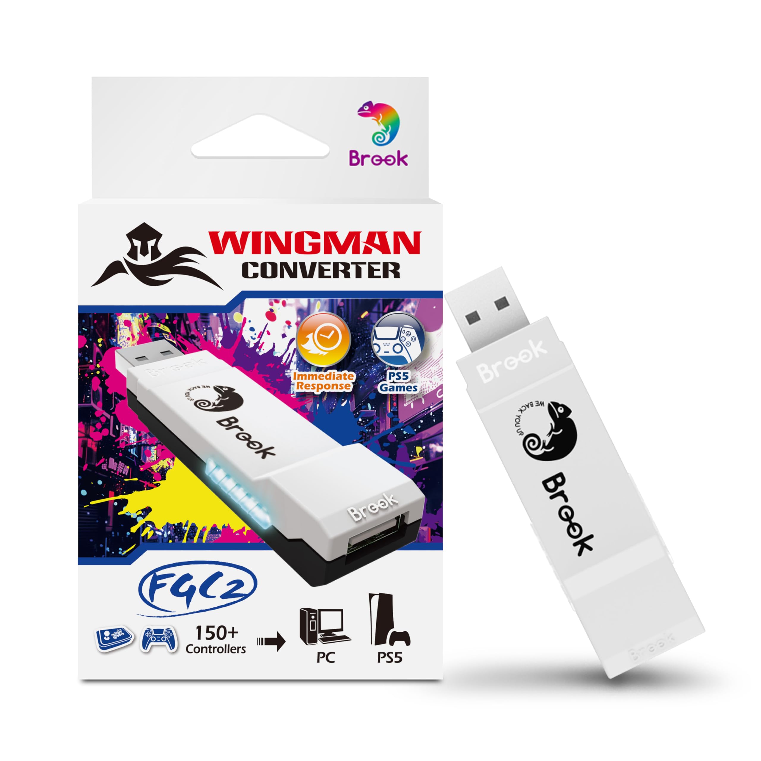 Brook Wingman FGC2 Converter-Arcade Joystick Adapter Gamepad for PS5 & PC, Supports All PS5 Games