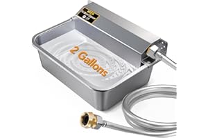 FICUSWIN Automatic Water Dispenser for Dogs 2 Gallons, 304 Stainless Steel Dog Water Bowl Dispenser for Farm Chicken Pets Indoor&Outdoor Dog Waterer Feeder Fit 3/4'' GHT Faucet Auto Filling Wide Drinking Area