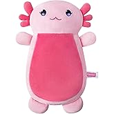 Microwave Heating Pad for Pain Relief, 13" x 10" Microwavable Heating Pads for Cramps, Back Pain, Neck Shoulder, Muscles, Knee, Joints, Natural Heat Pack Moist Heat, Pink Axolotl