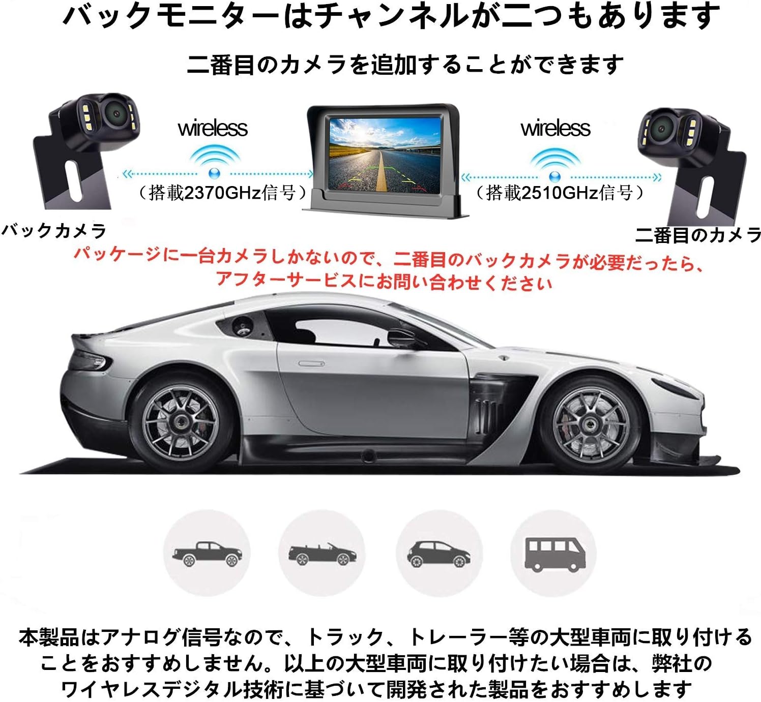 Amazon Yakry Y 04 Hdバックカメラワイヤレス バックカメラモニターセット 4 3インチモニター 正像 鏡像の切替可能 ガイドライン表示あり 取り付け簡単 12v対応 暗視機能 Ip69防水 ２年間品質保証 オンダッシュモニター 家電 カメラ